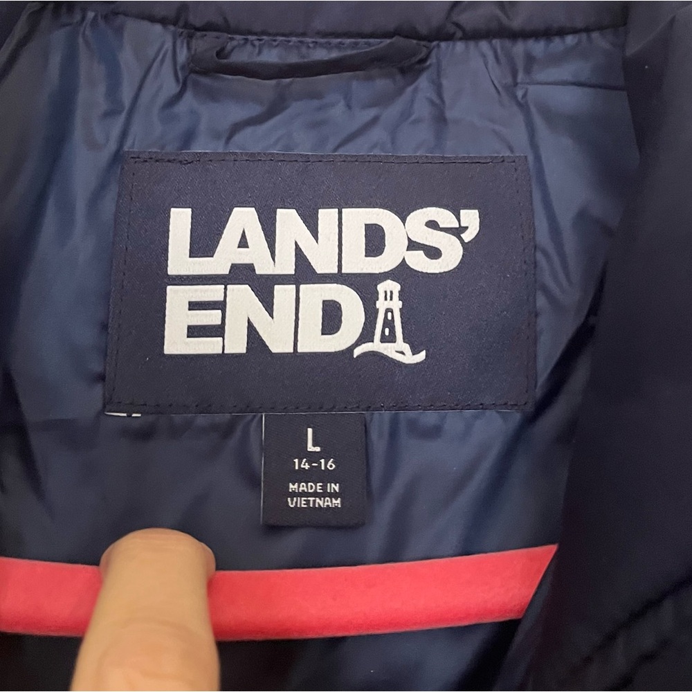 Lands' End Dark Blue Down Puffer Vest NWOT smoke & pet free home Unisex - Picture 2 of 8